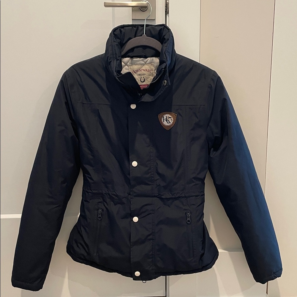 Horseware Ireland Navy Quilted Jacket with detachable hood. Women’s size M
